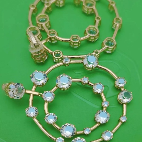 Swarovski Crystal Gold-Tone Clip Earrings - Picture 2 of 6